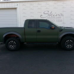 Matte Army Green Ford Raptor Wrapped in Dallas